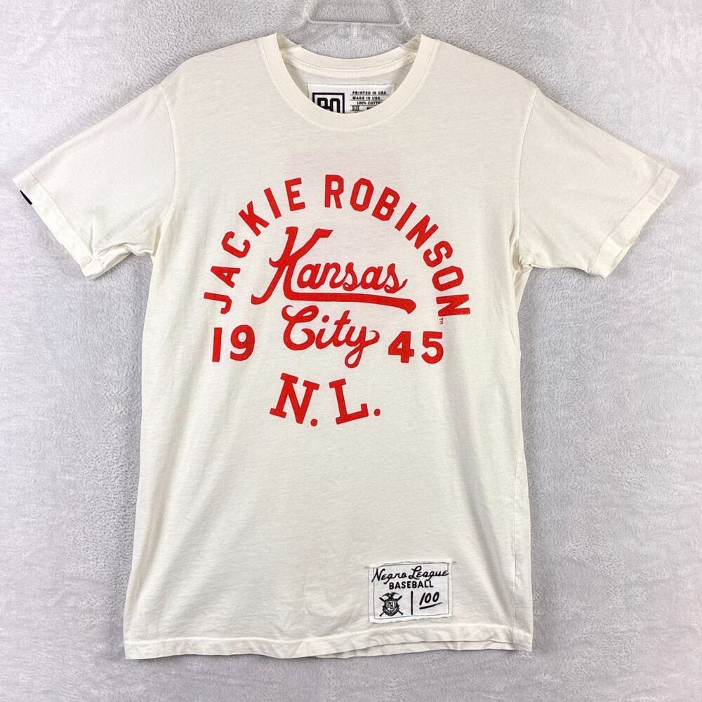Roots of Fight Jackie Robinson Tshirt Mens M White Kansas City Baseball Ltd Ed